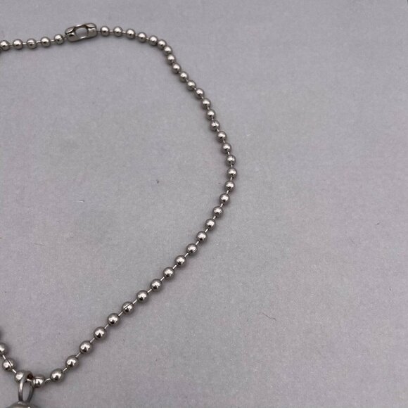 Hand Crafted Vintage Sheet Inspire Pendant Ball Beaded Chain Necklace 18 Inches - Picture 6 of 9